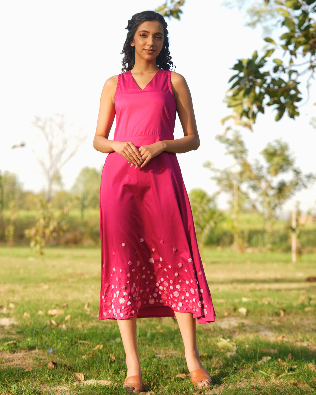 Cchavi Hand-Embroidered Midi Dress