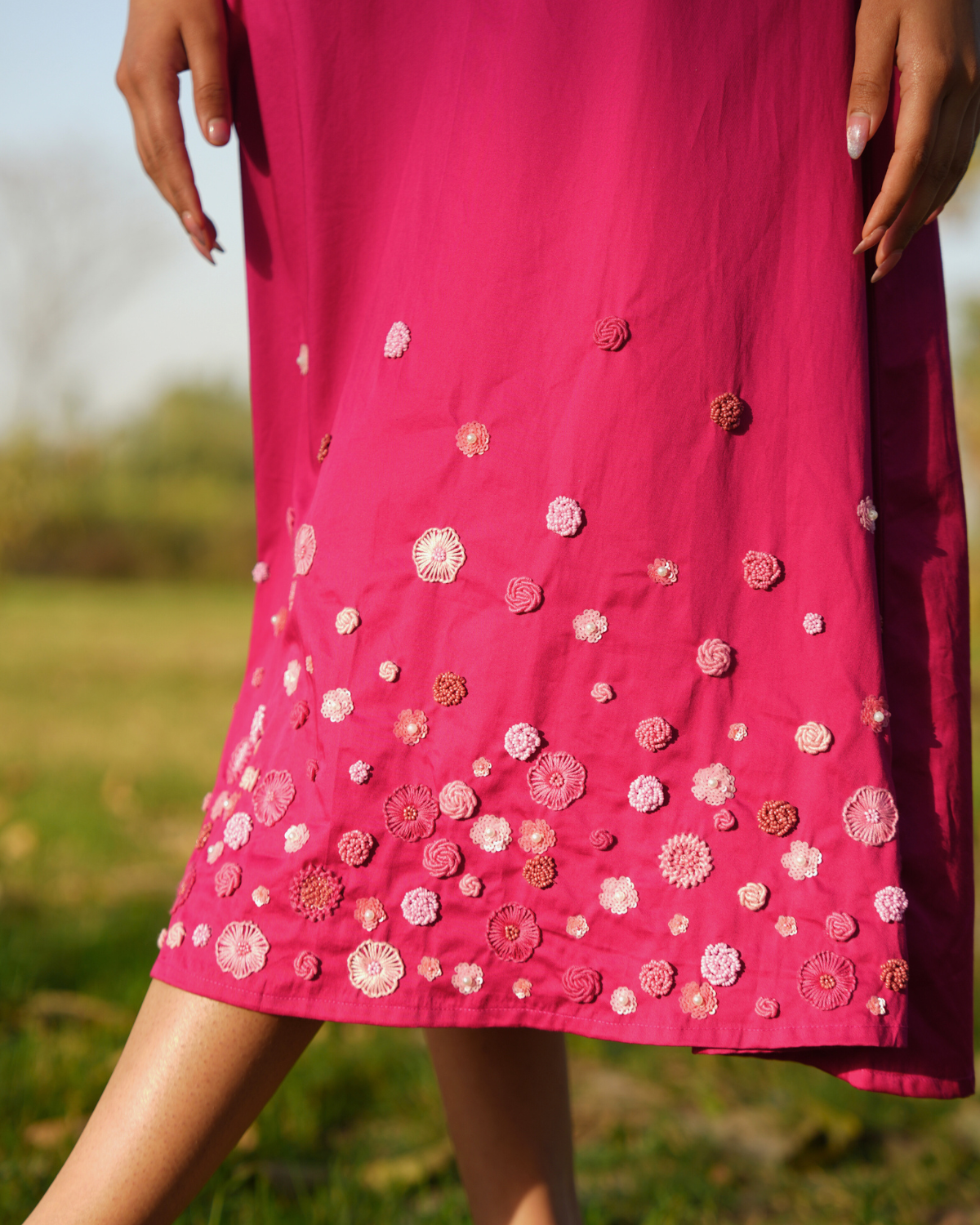 Cchavi Hand-Embroidered Midi Dress