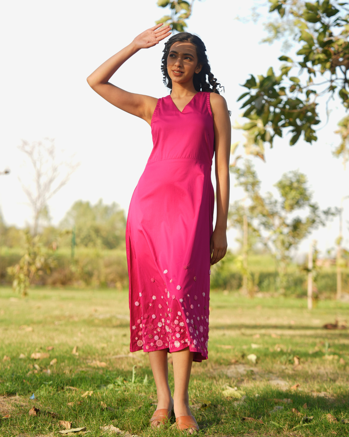 Cchavi Hand-Embroidered Midi Dress