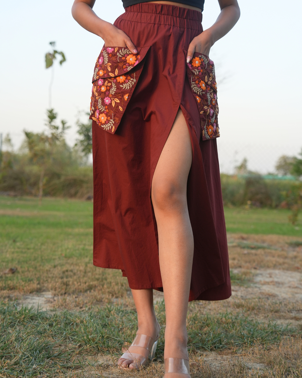 Lavina Hand-Embroidered Long Skirt