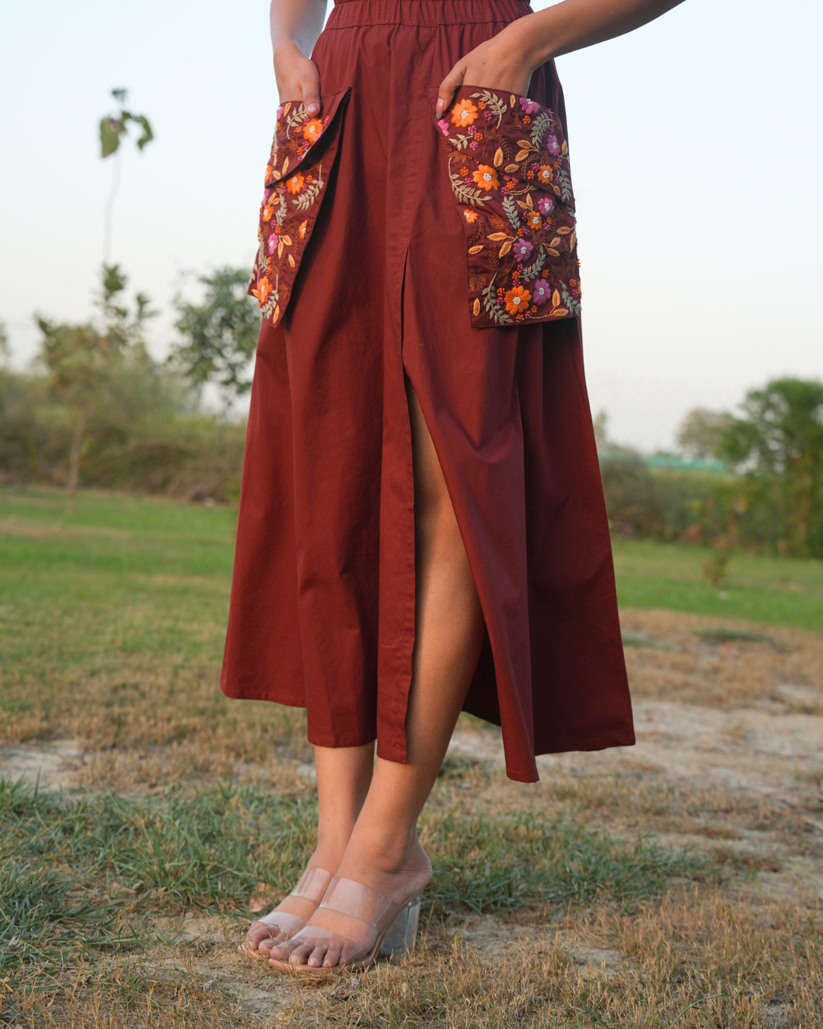 Lavina Hand-Embroidered Long Skirt