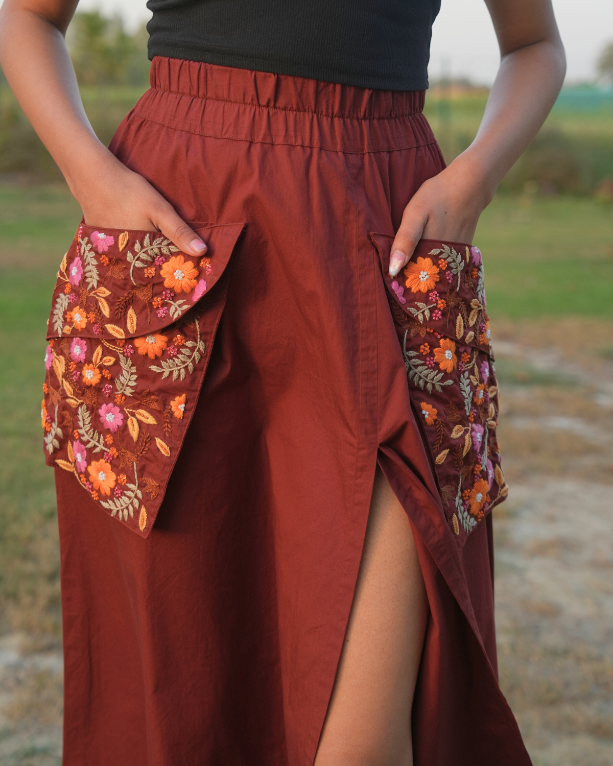 Lavina Hand-Embroidered Long Skirt