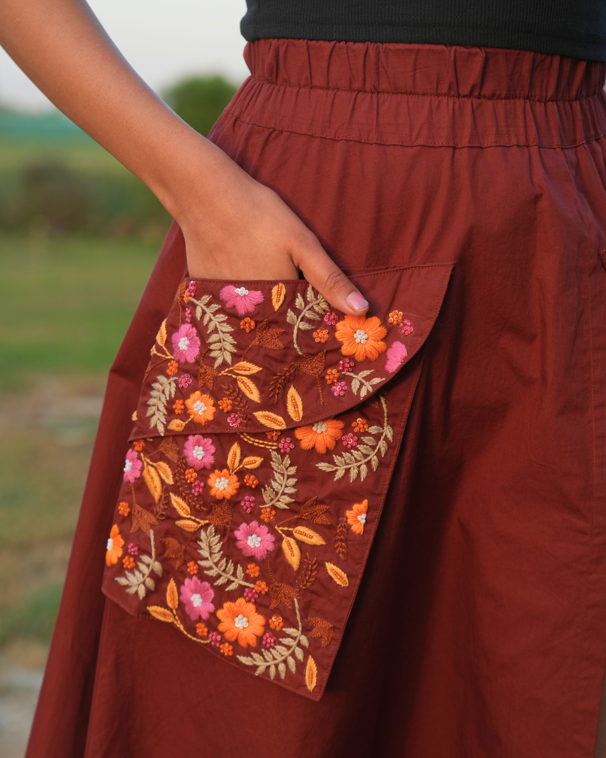 Lavina Hand-Embroidered Long Skirt