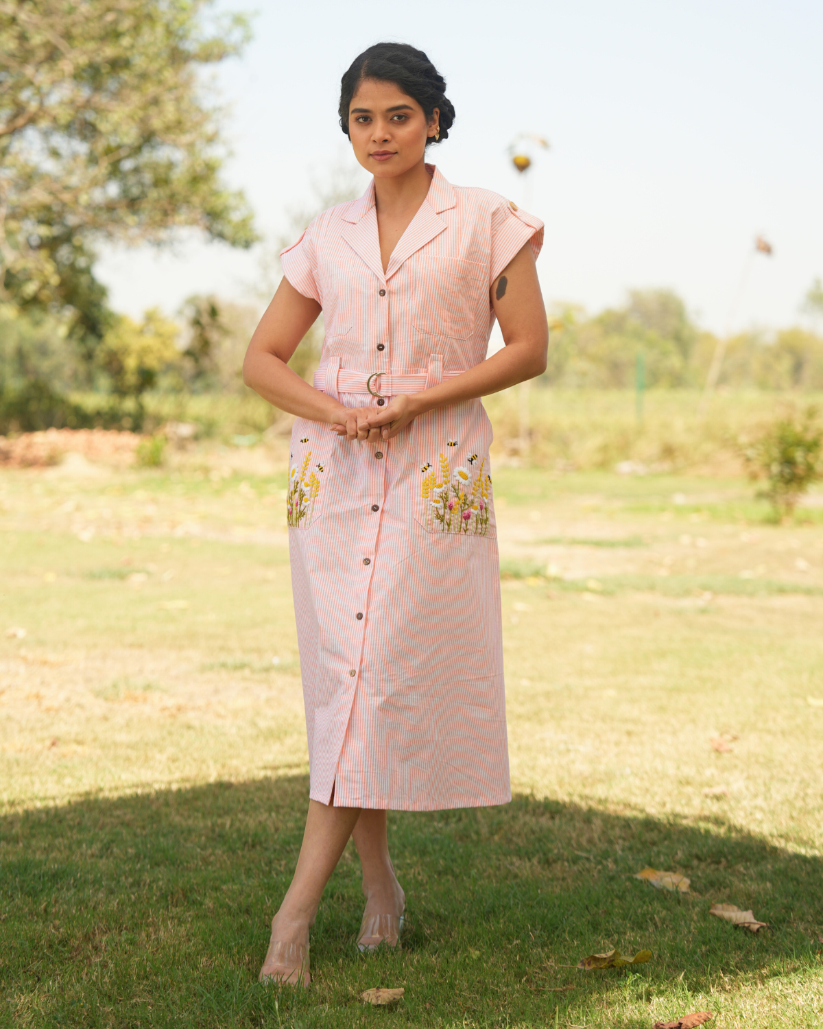 Aisha Hand-Embroidered Midi Dress