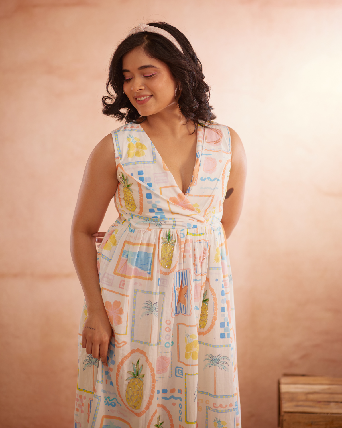 Miyaahh Hand-Embroidered Tropical Midi Dress