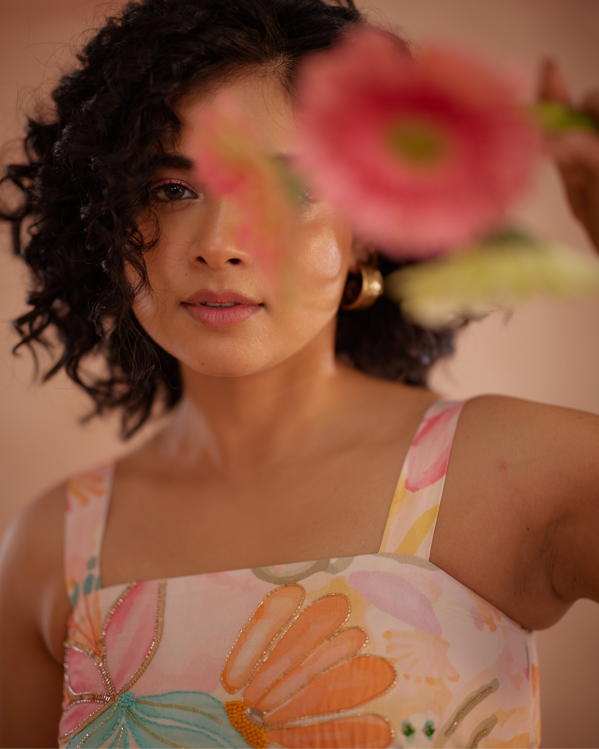 Lylaa Hand-Embroidered Floral Midi Dress