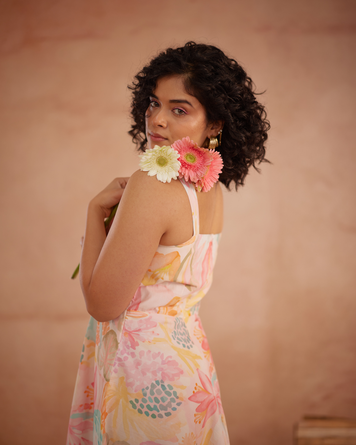 Lylaa Hand-Embroidered Floral Midi Dress