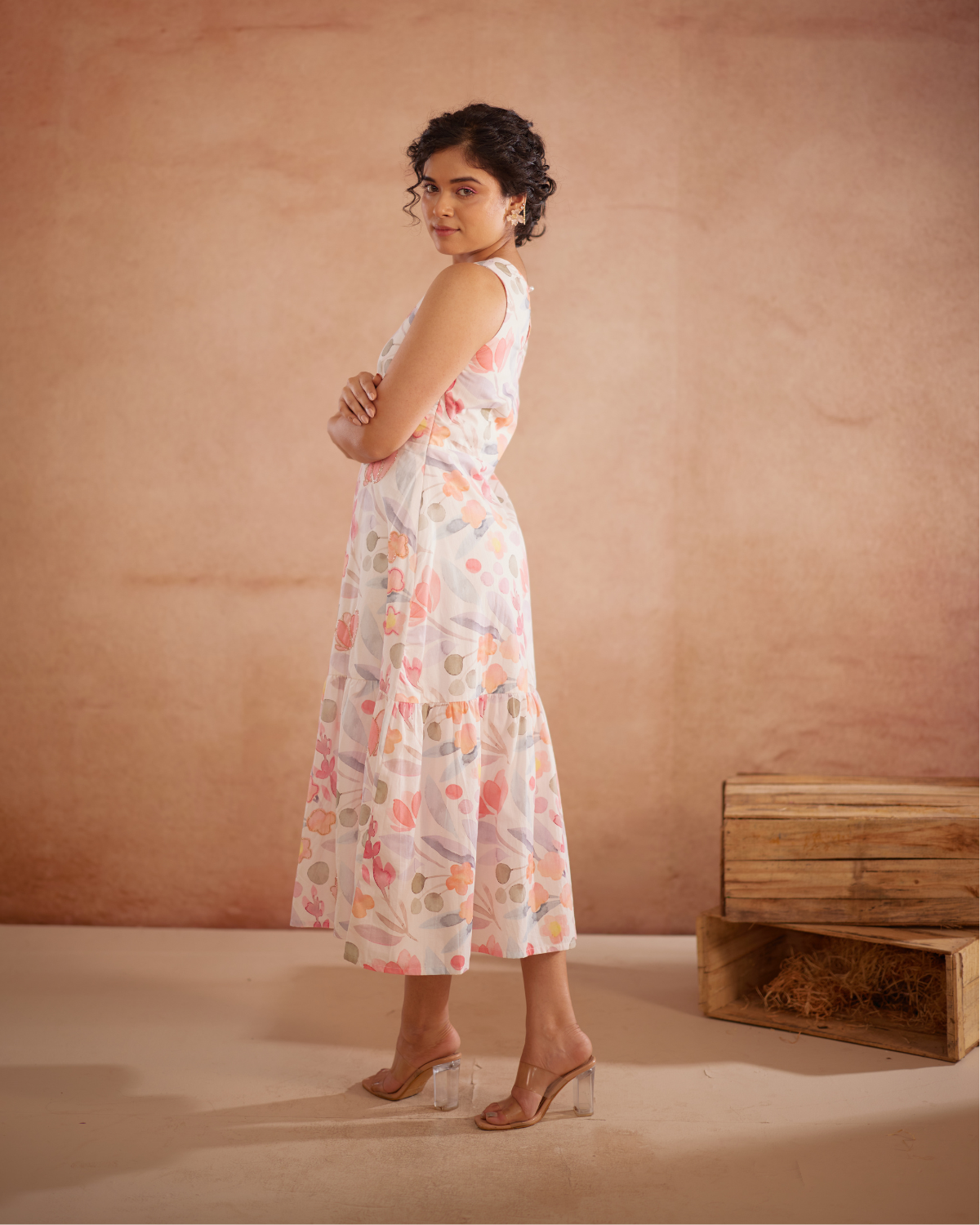 Prajaktta Hand-Embroidered Floral Midi Dress
