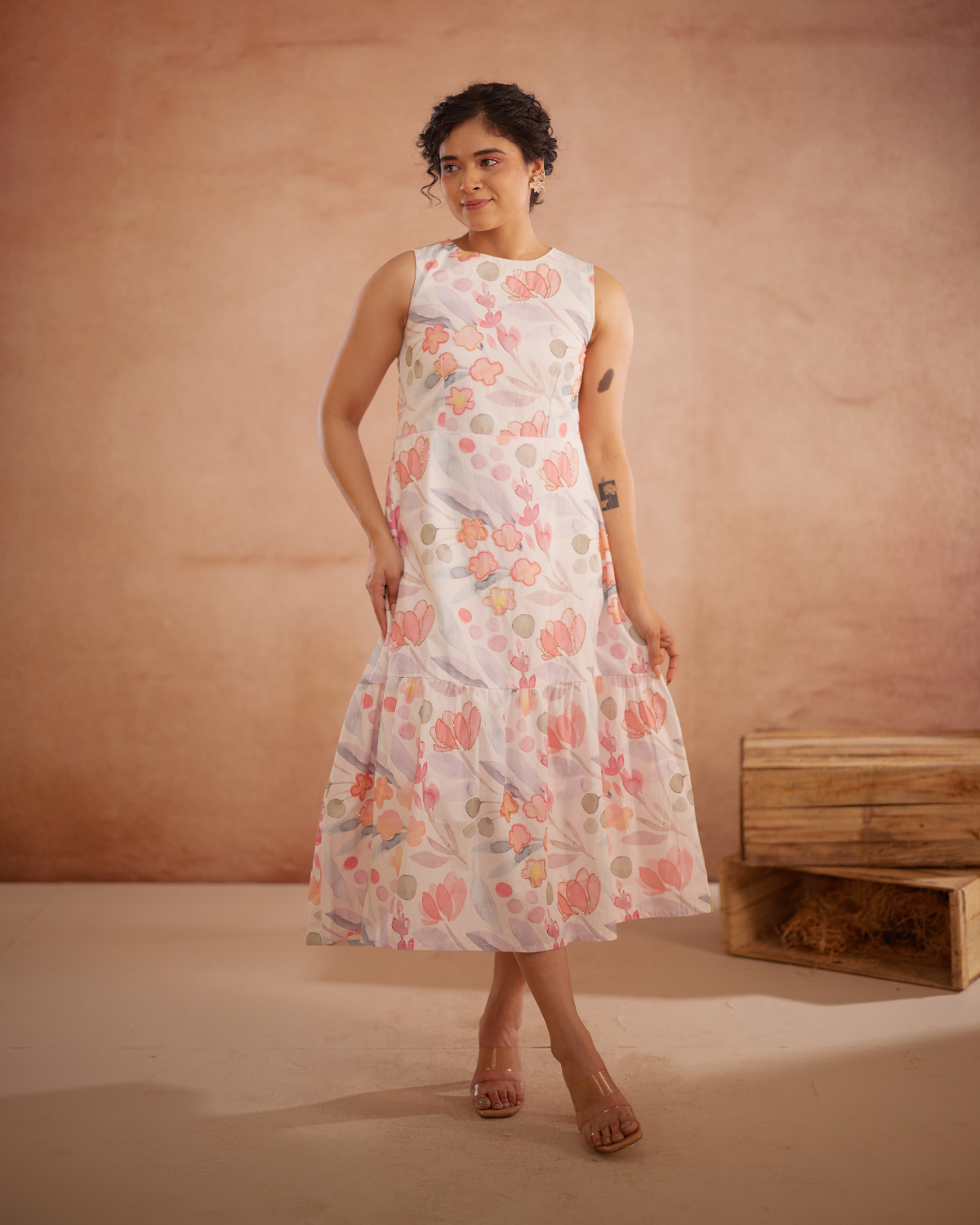 Prajaktta Hand-Embroidered Floral Midi Dress