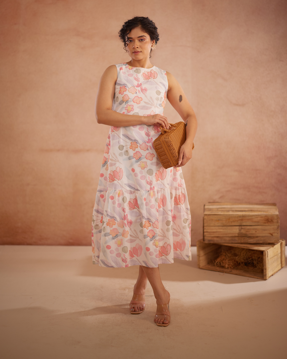 Prajaktta Hand-Embroidered Floral Midi Dress