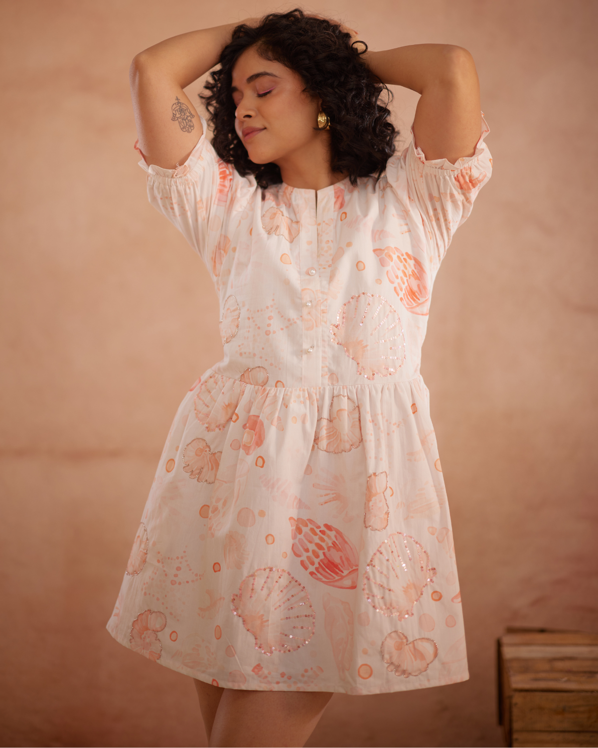 Anyaa Hand-Embroidered Shell Short Dress