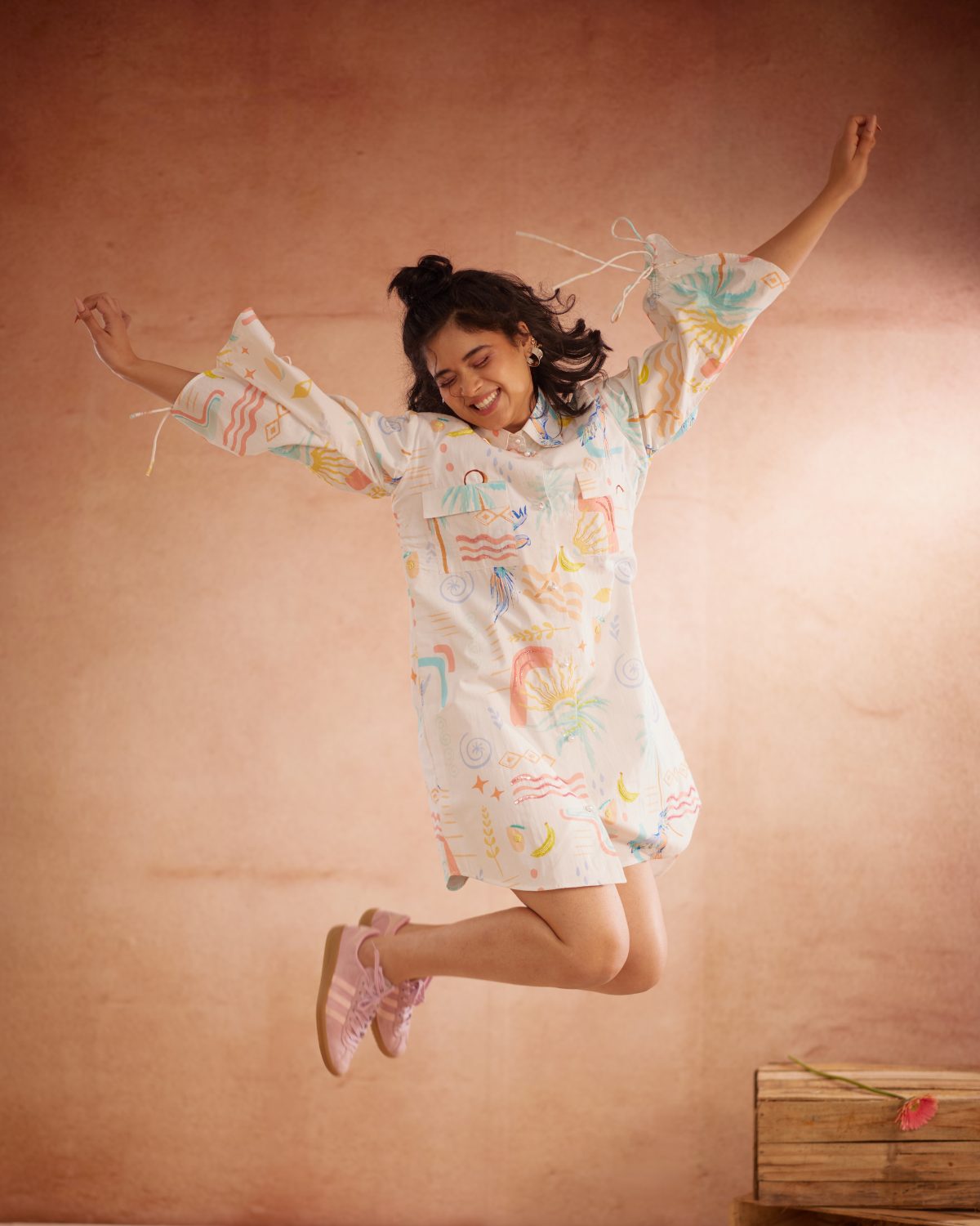 Piah Hand-Embroidered Summer Shirt Dress