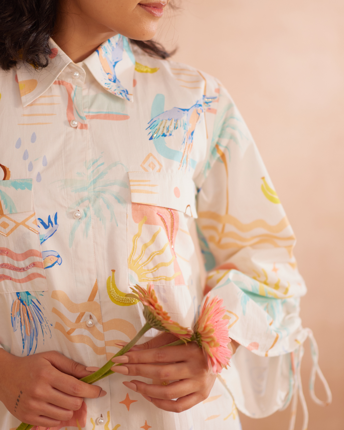 Piah Hand-Embroidered Summer Shirt Dress