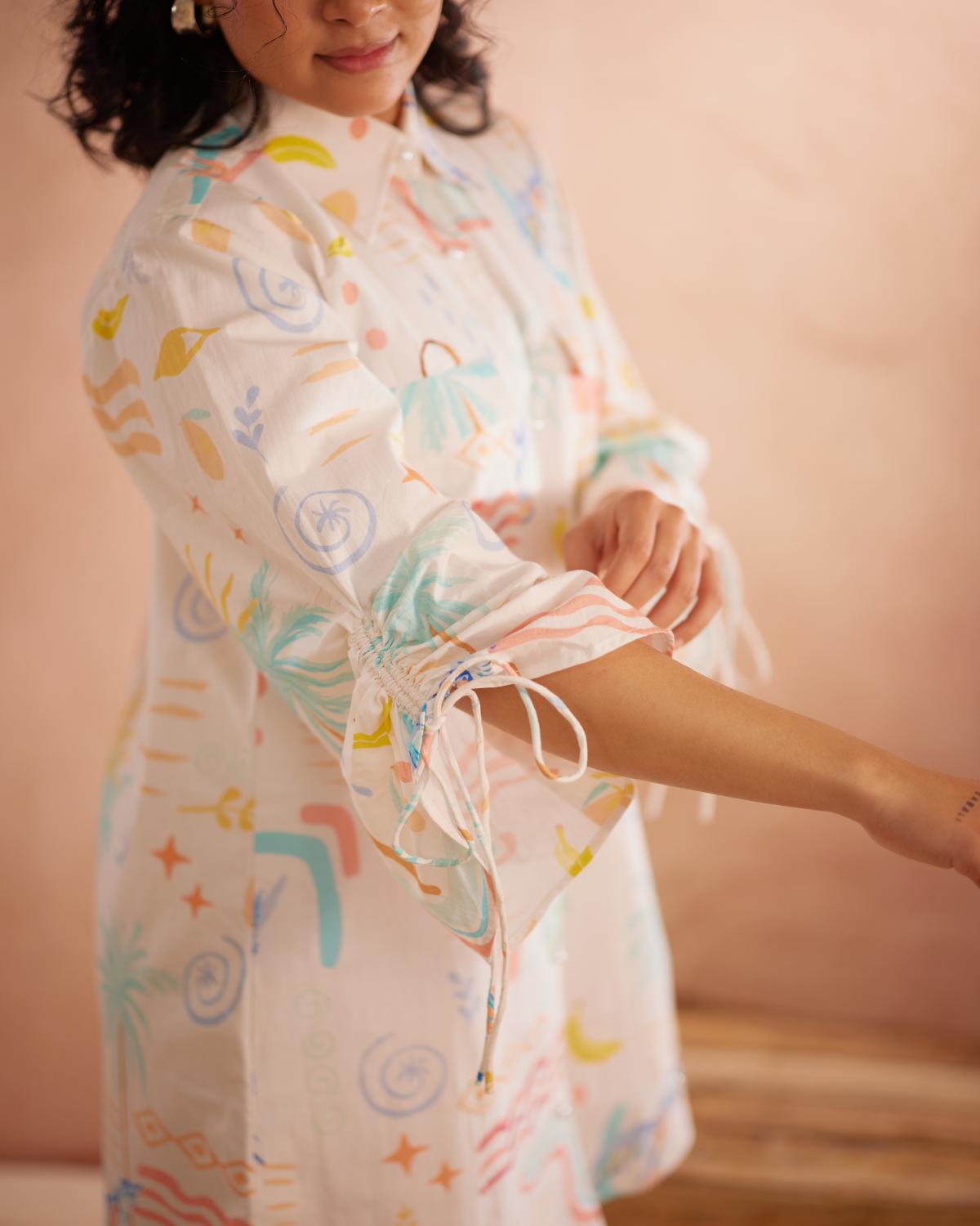 Piah Hand-Embroidered Summer Shirt Dress