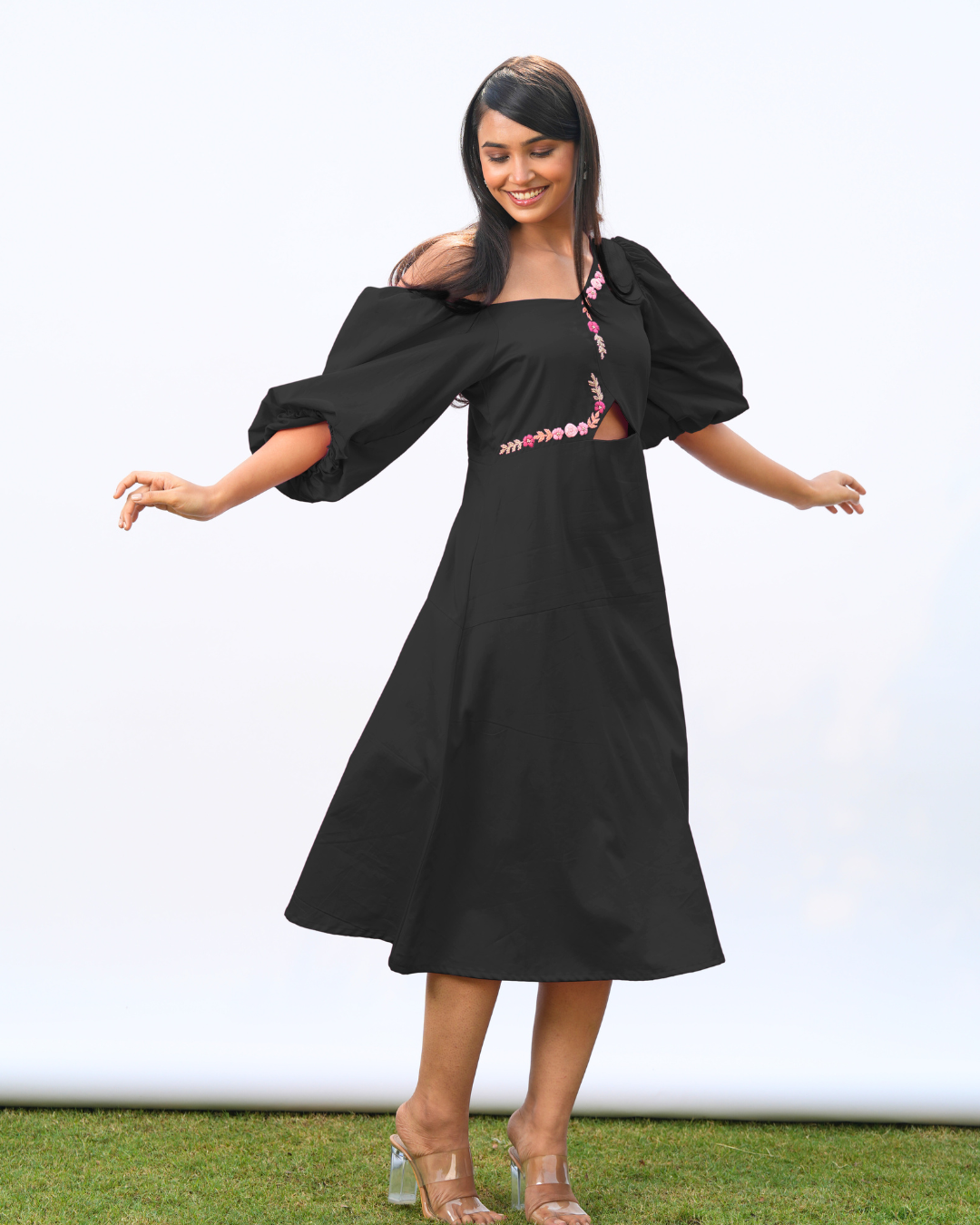 Noha Hand-Embroidered Midi Dress