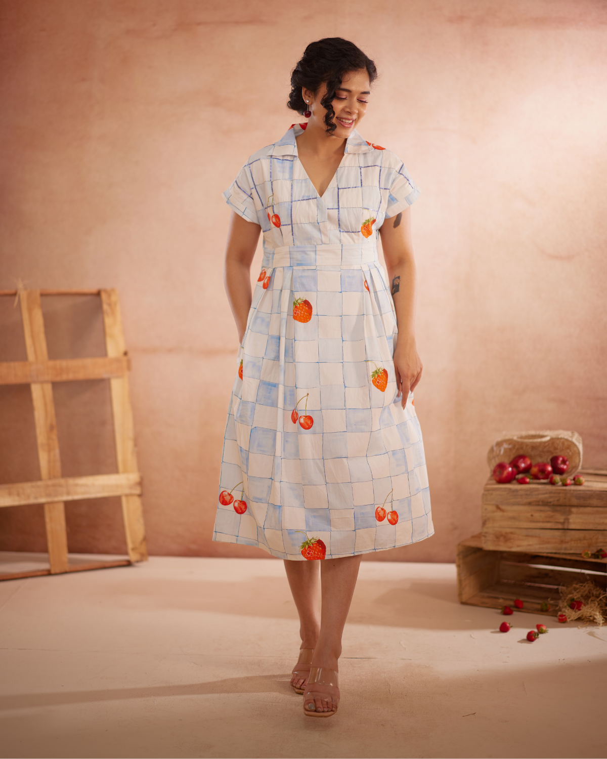 Cherri Hand-Embroidered Summer Midi Dress