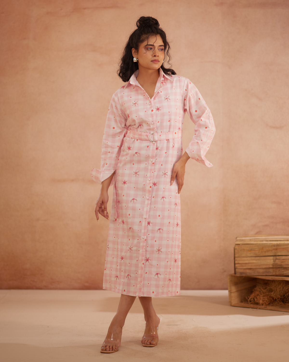 Ishiikaa Hand-Embroidered Floral Shirt Dress