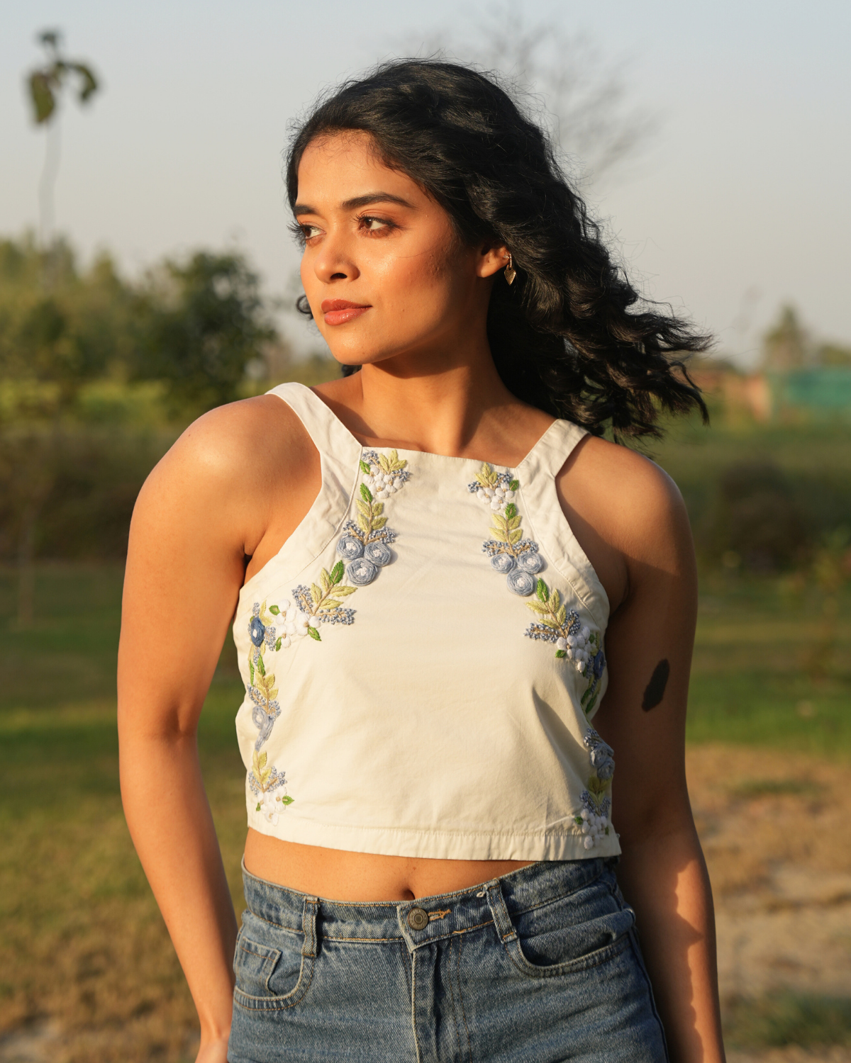 Pavaanii Hand-Embroidered Crop Top