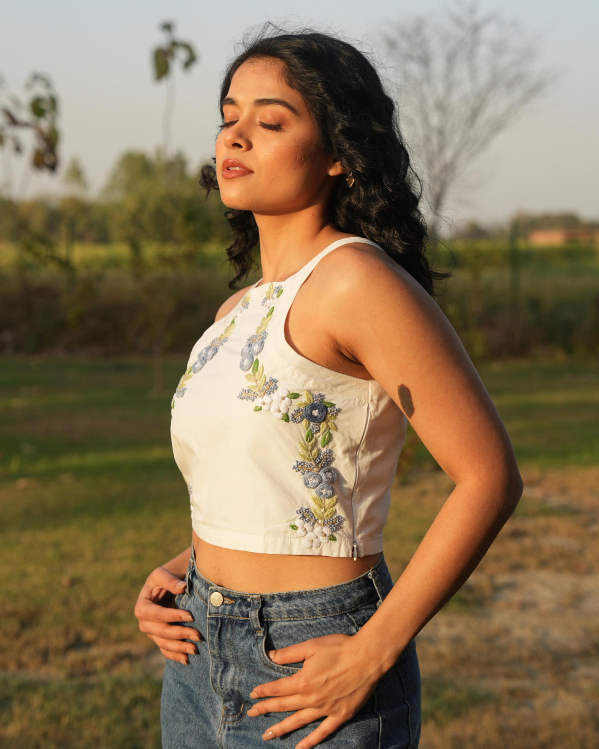 Pavaanii Hand-Embroidered Crop Top