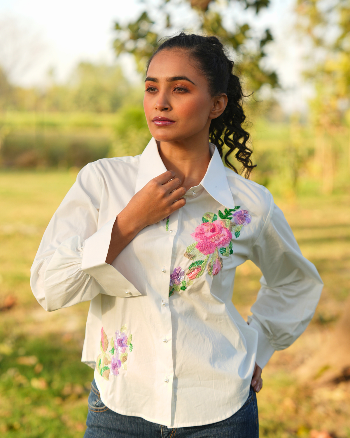 Evva Hand-Embroidered Shirt