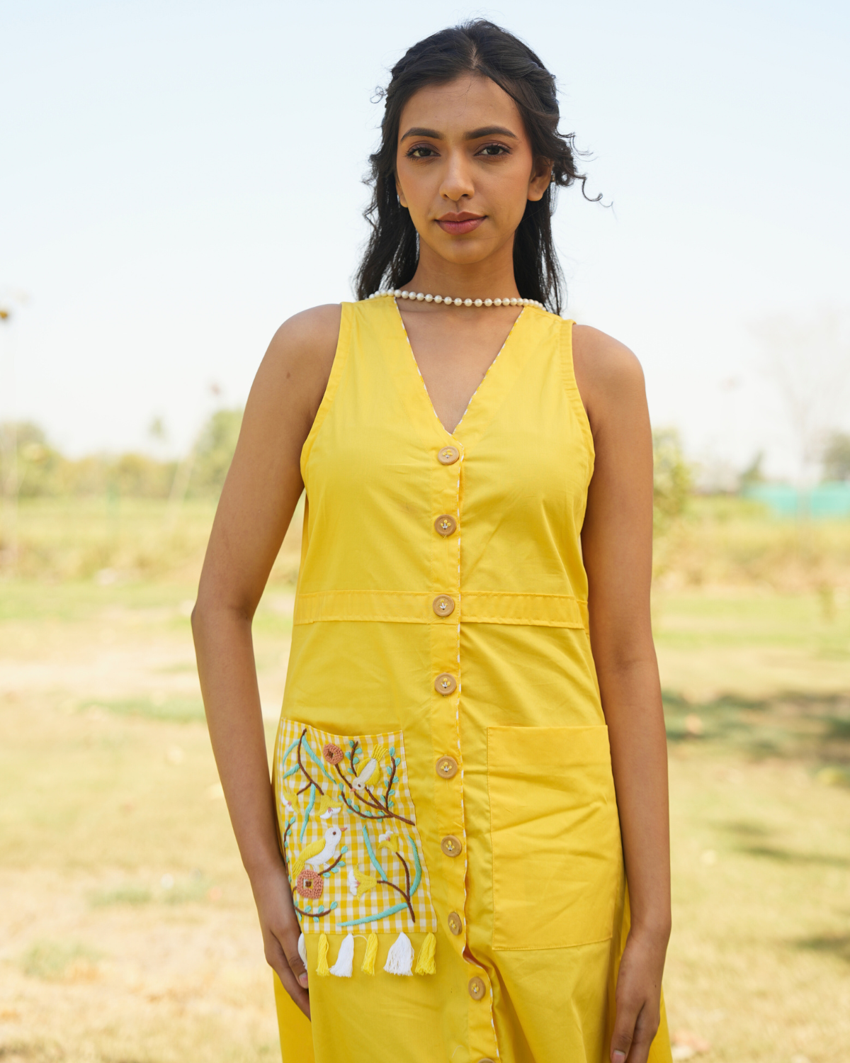 Divissha Hand-Embroidered Midi Dress