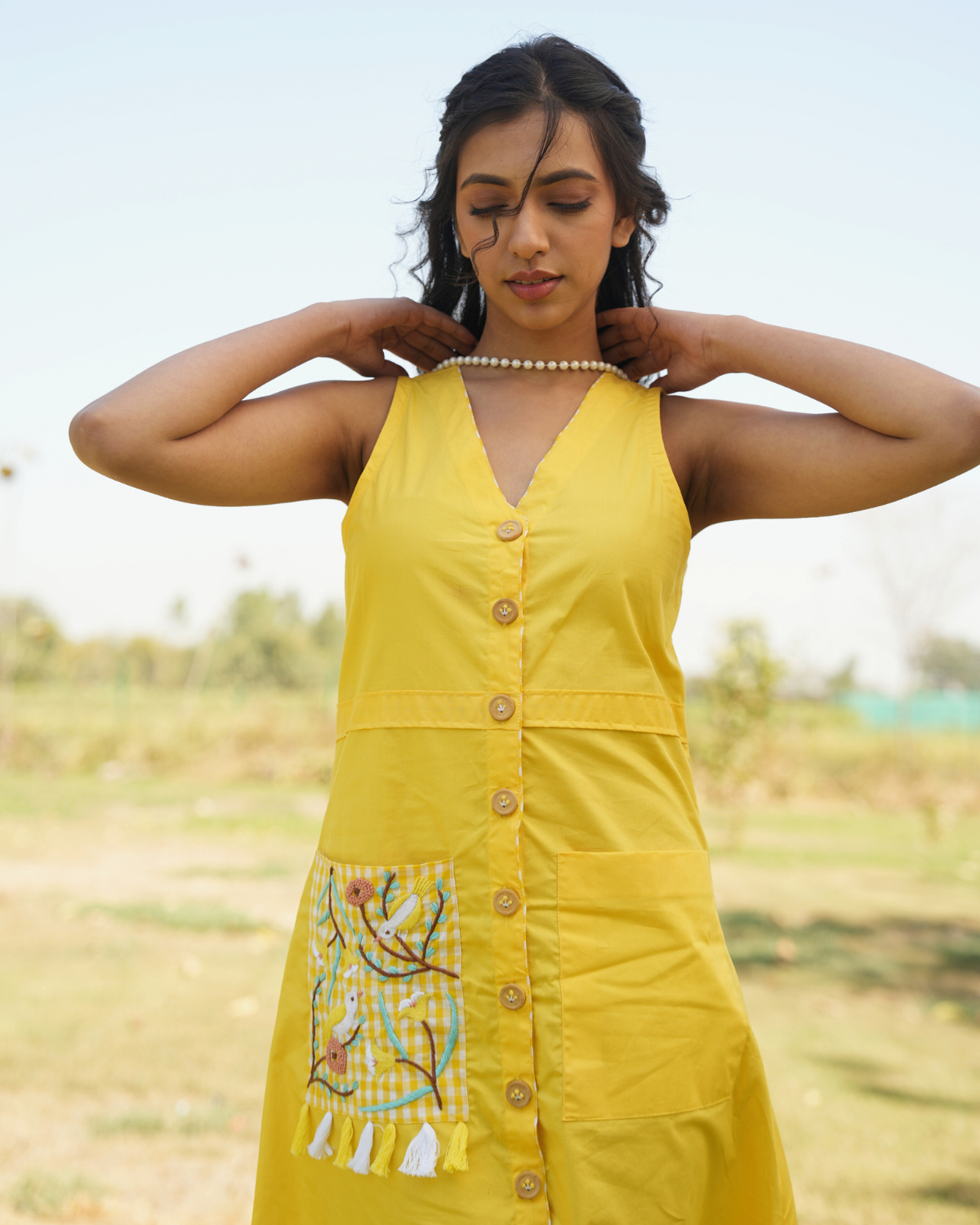 Divissha Hand-Embroidered Midi Dress
