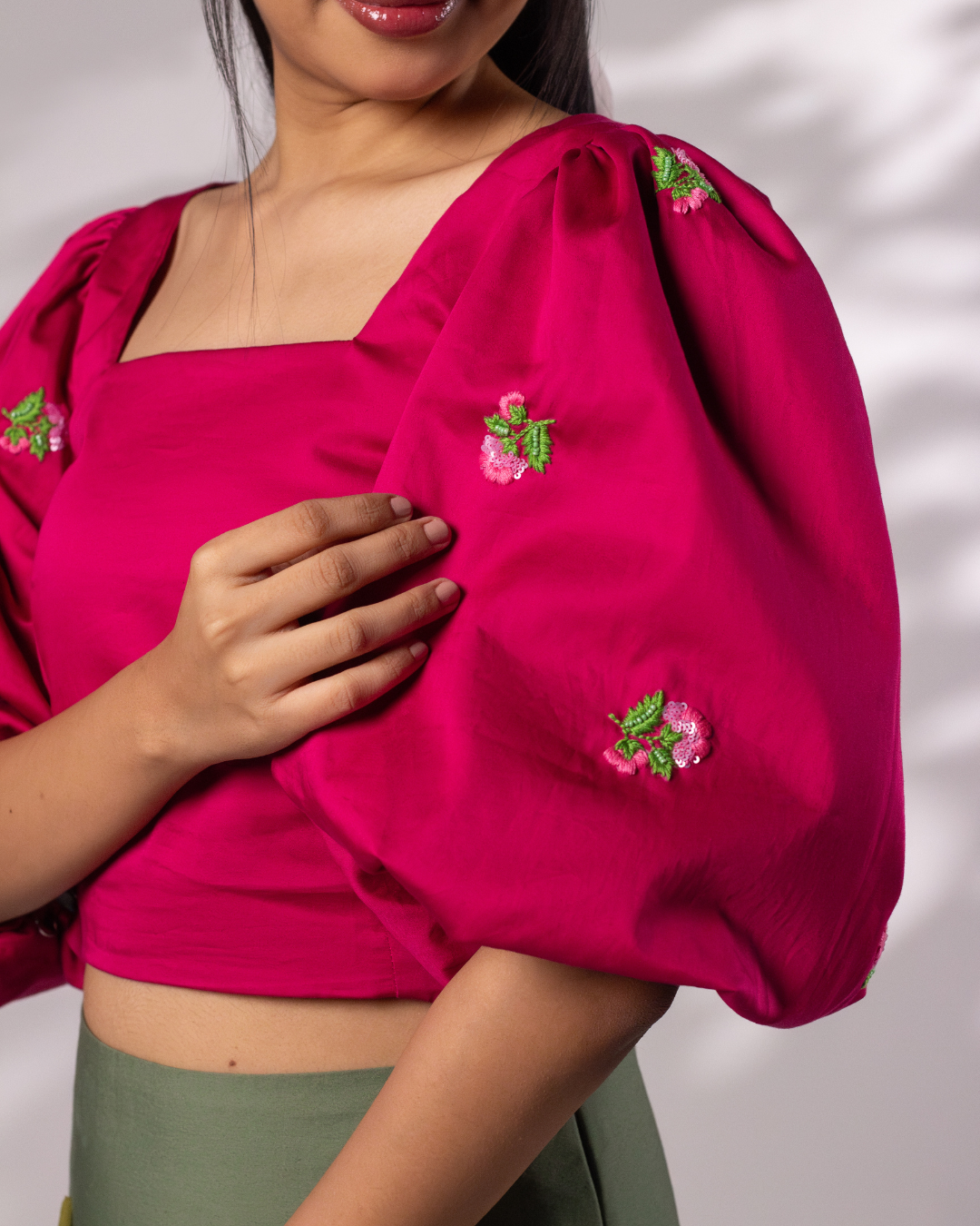 Dia Hand-Embroidered Crop Top