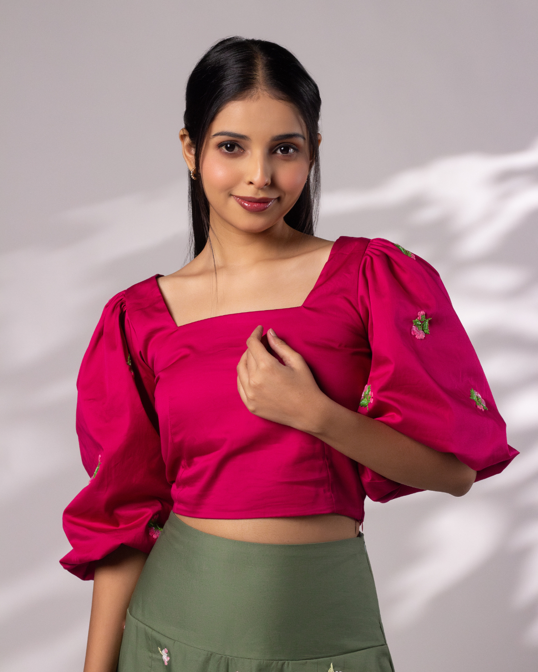 Dia Hand-Embroidered Crop Top