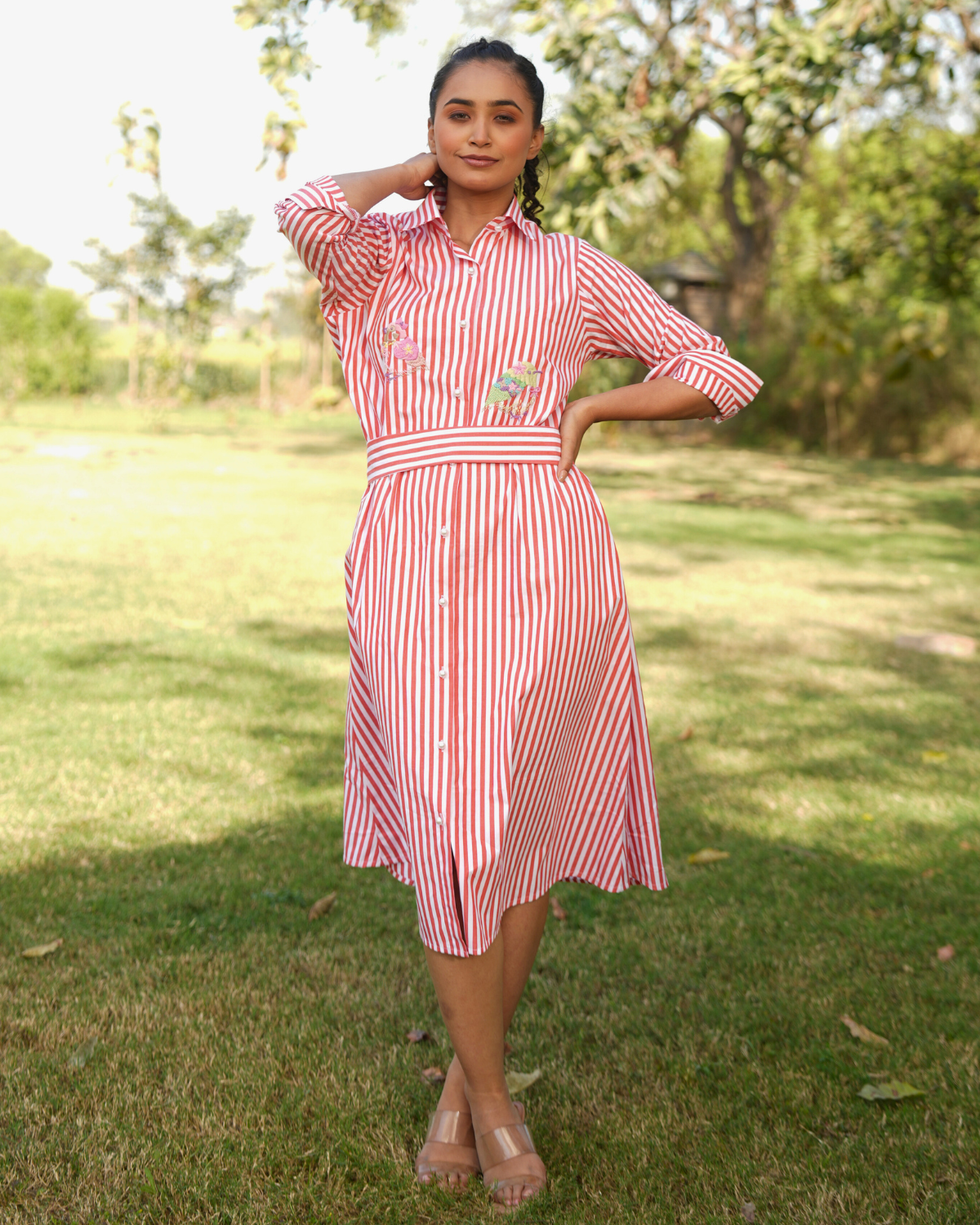 Elina Hand-Embroidered Midi Dress