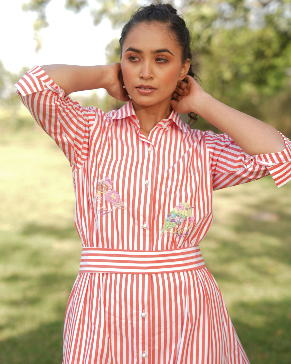 Elina Hand-Embroidered Midi Dress