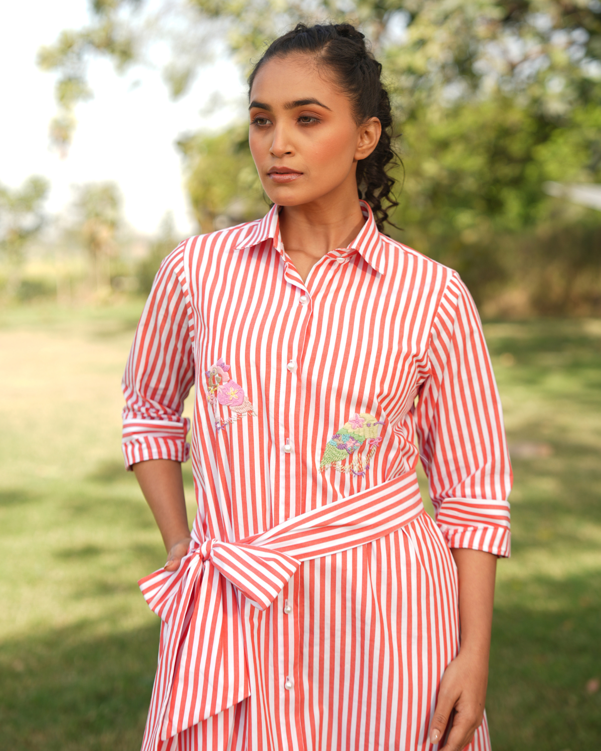 Elina Hand-Embroidered Midi Dress