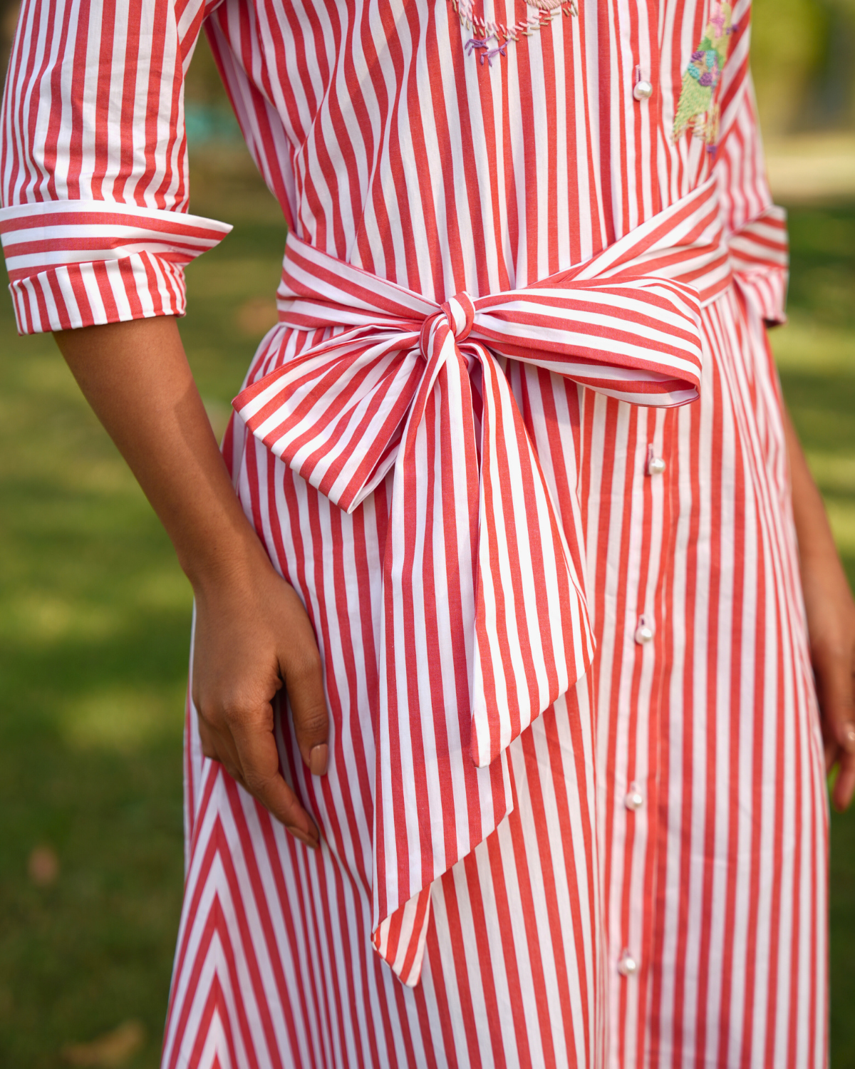 Elina Hand-Embroidered Midi Dress