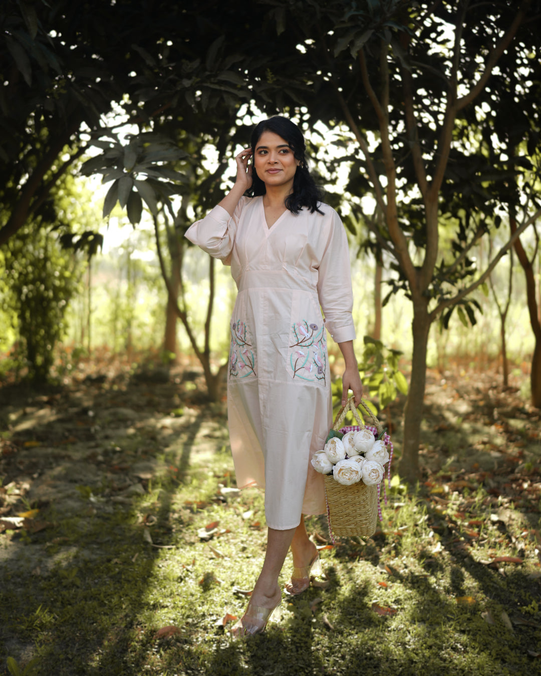 Isshani Hand-Embroidered Midi Dress