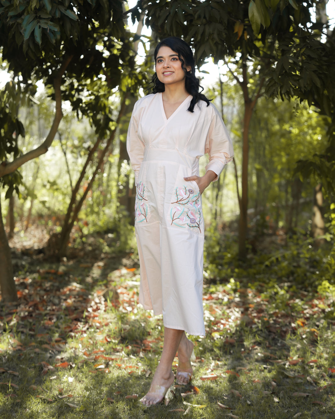 Isshani Hand-Embroidered Midi Dress