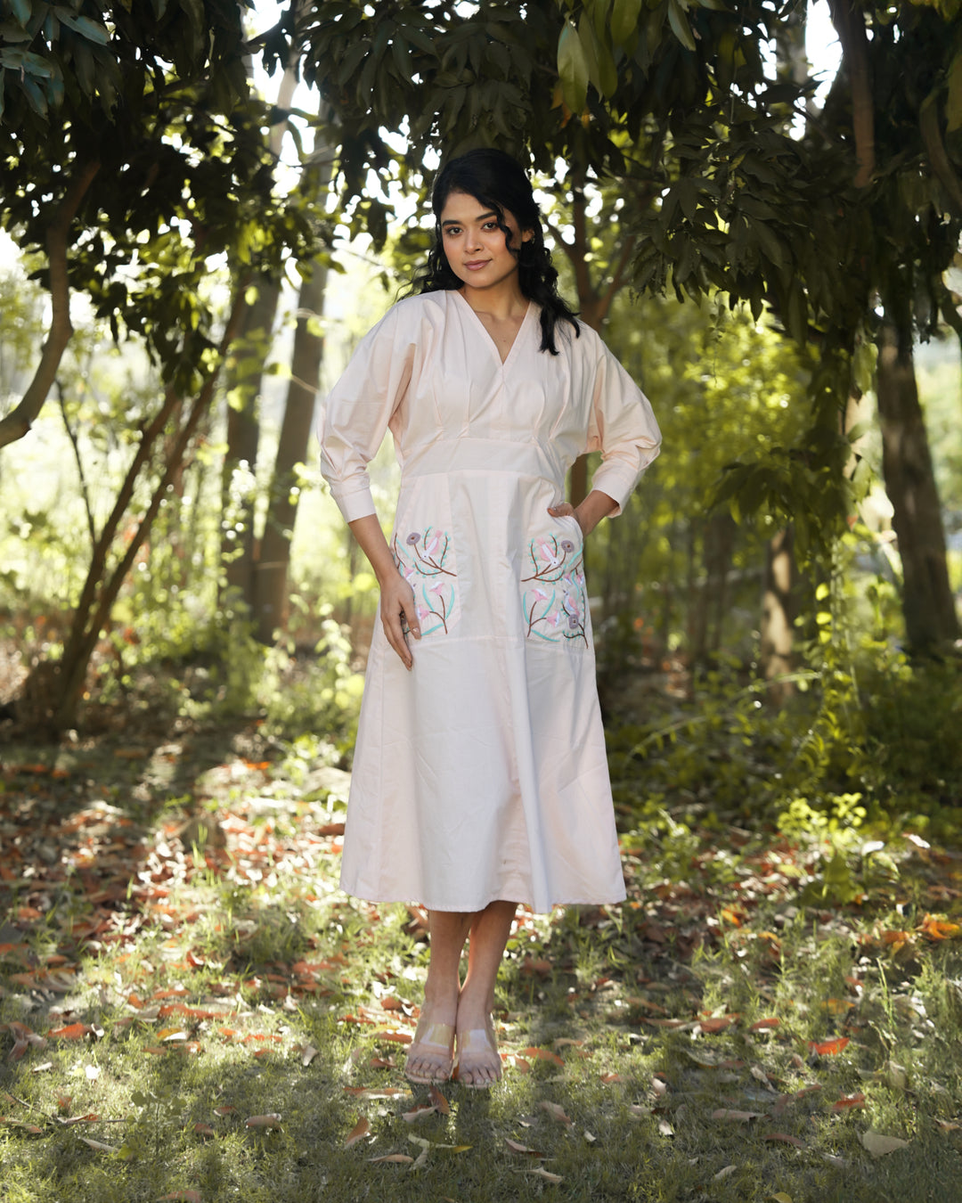 Isshani Hand-Embroidered Midi Dress