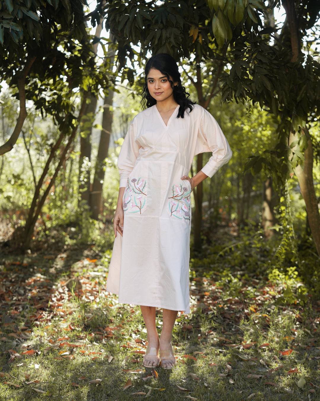 Isshani Hand-Embroidered Midi Dress