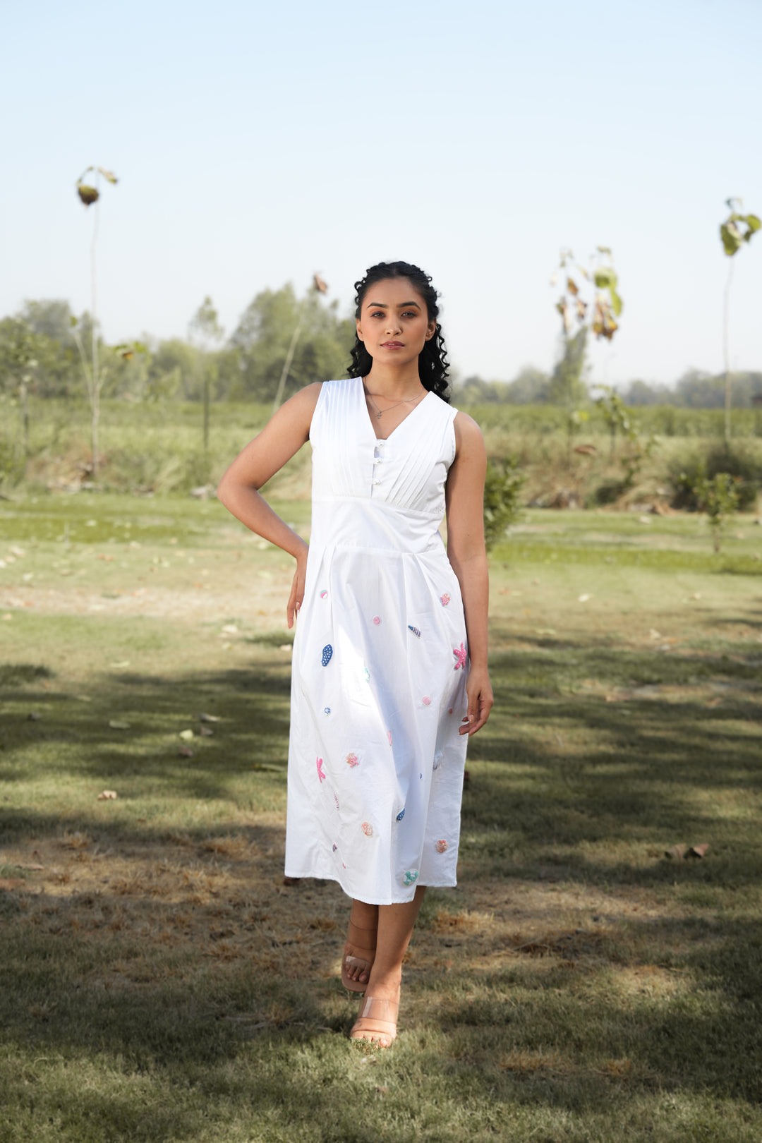 Rreet Hand-Embroidered Midi Dress