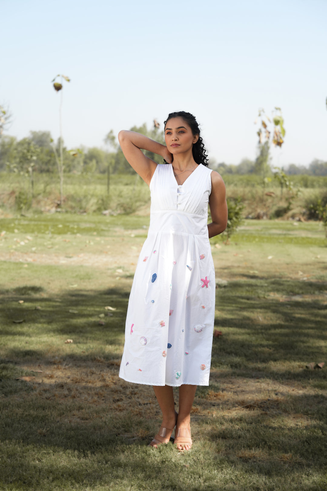 Rreet Hand-Embroidered Midi Dress