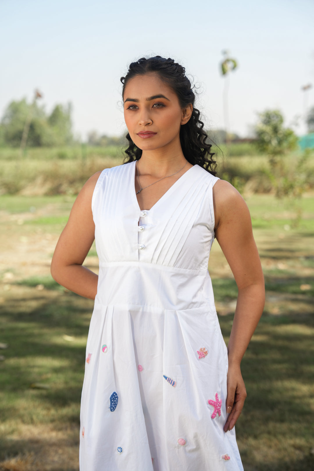 Rreet Hand-Embroidered Midi Dress