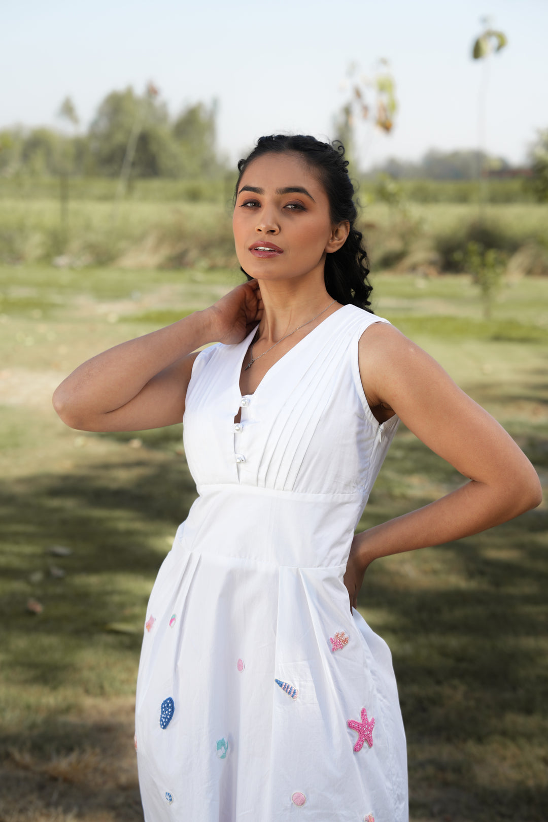 Rreet Hand-Embroidered Midi Dress