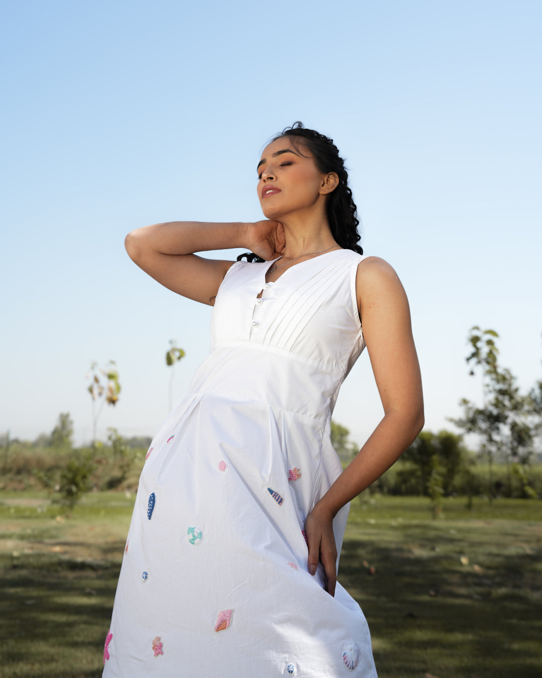 Rreet Hand-Embroidered Midi Dress