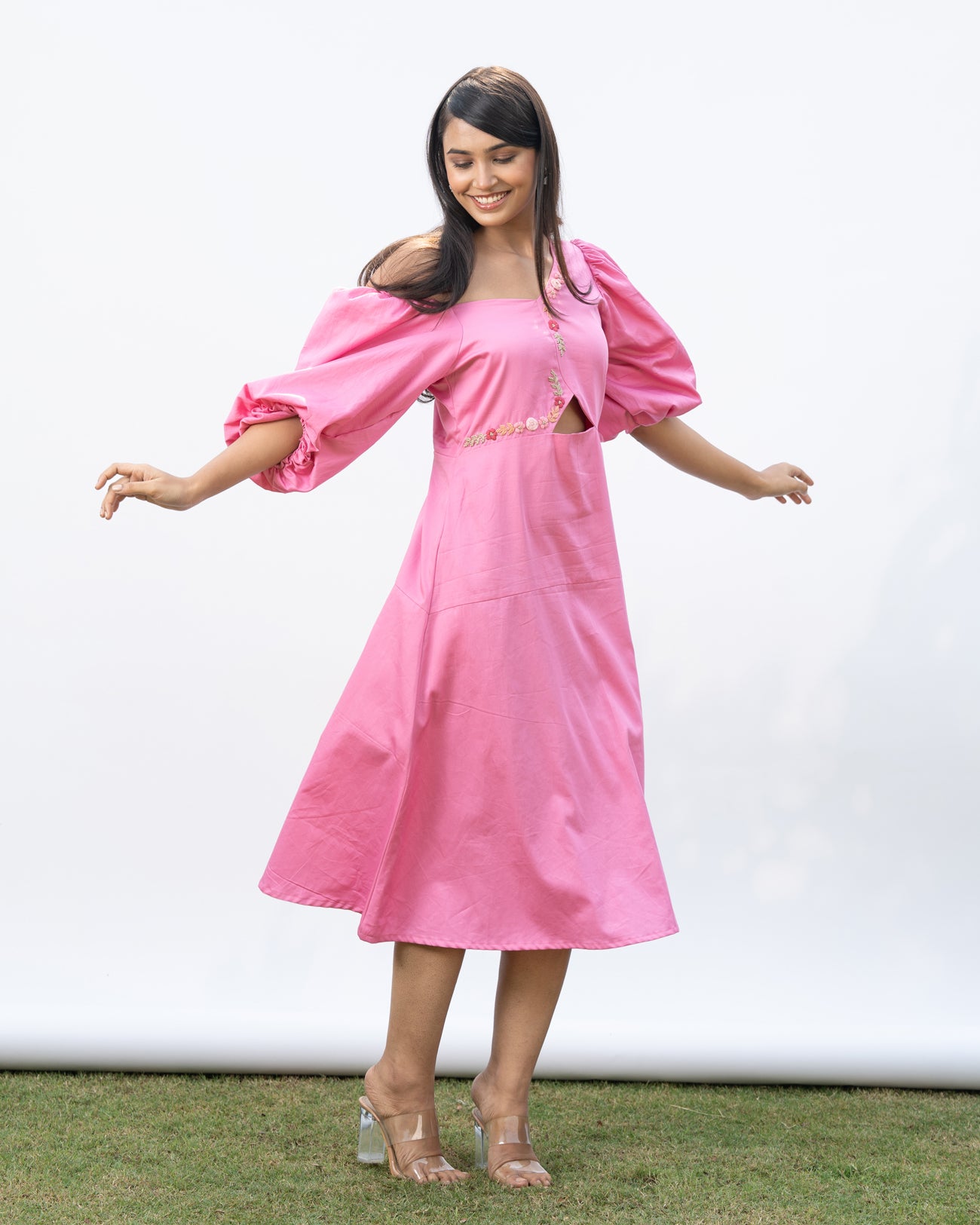 Noha Hand-Embroidered Midi Dress