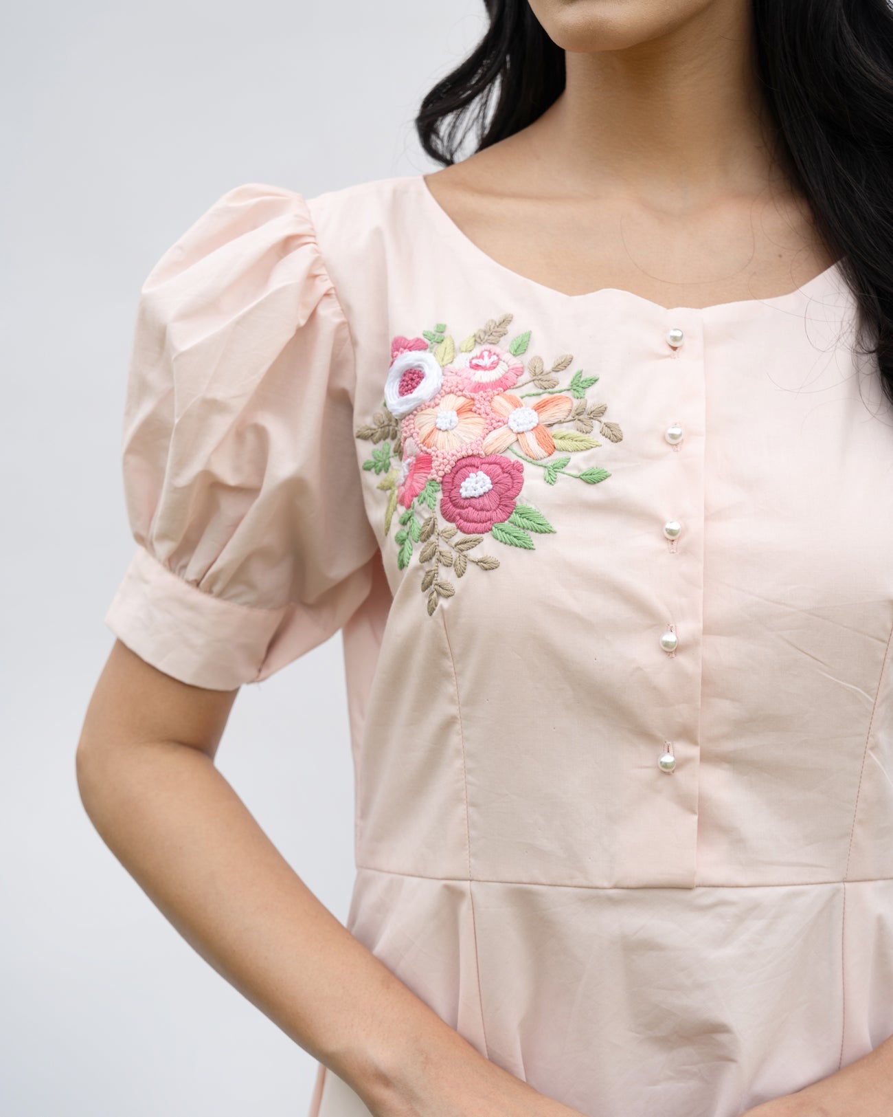 Taisha Hand-Embroidered Midi Dress