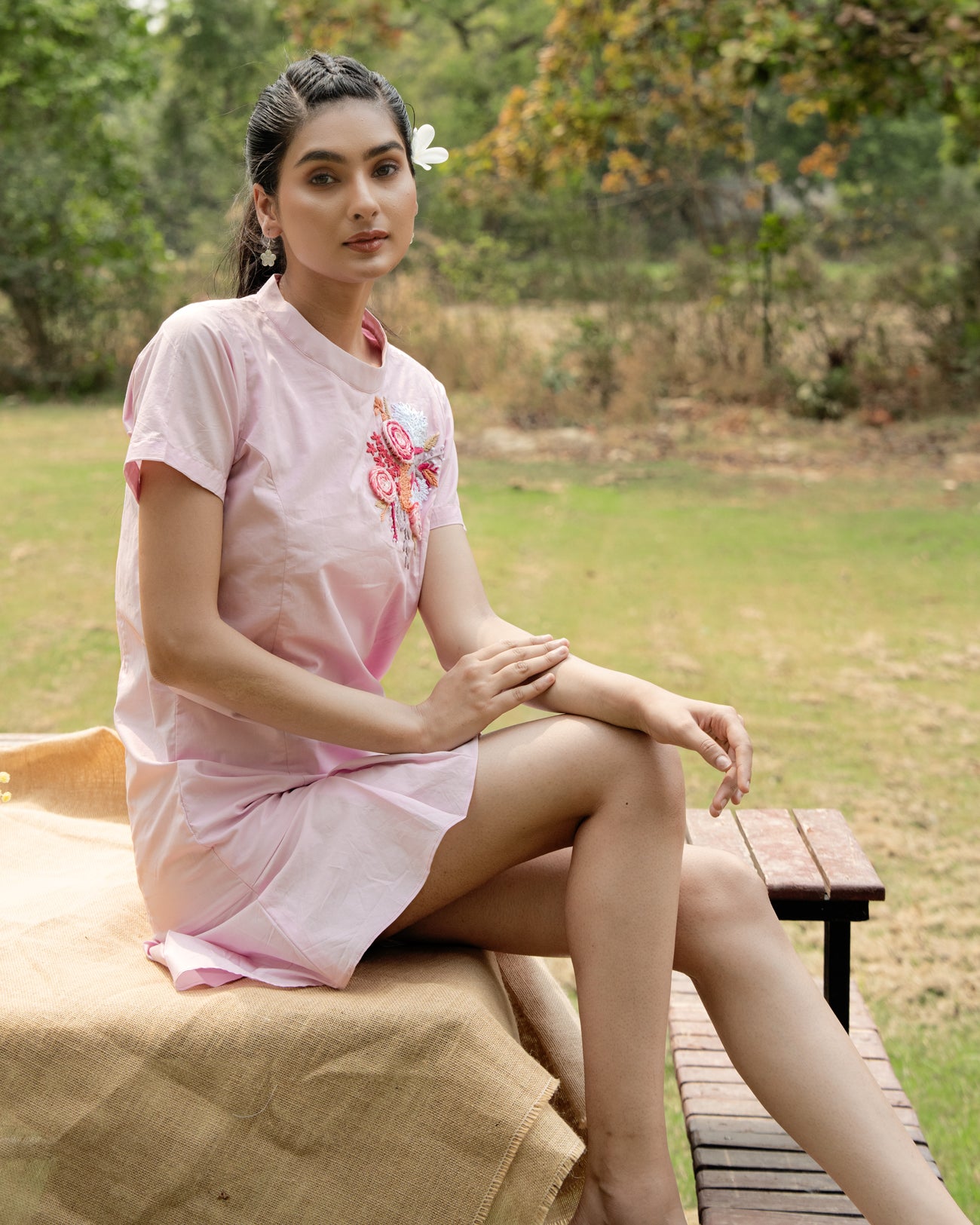 Joi Hand-Embroidered Short Dress