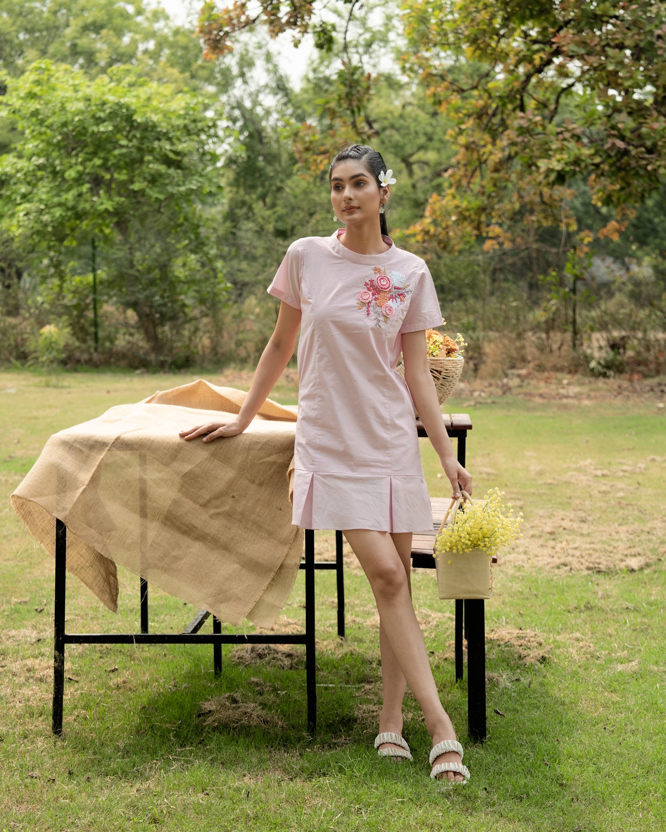 Joi Hand-Embroidered Short Dress