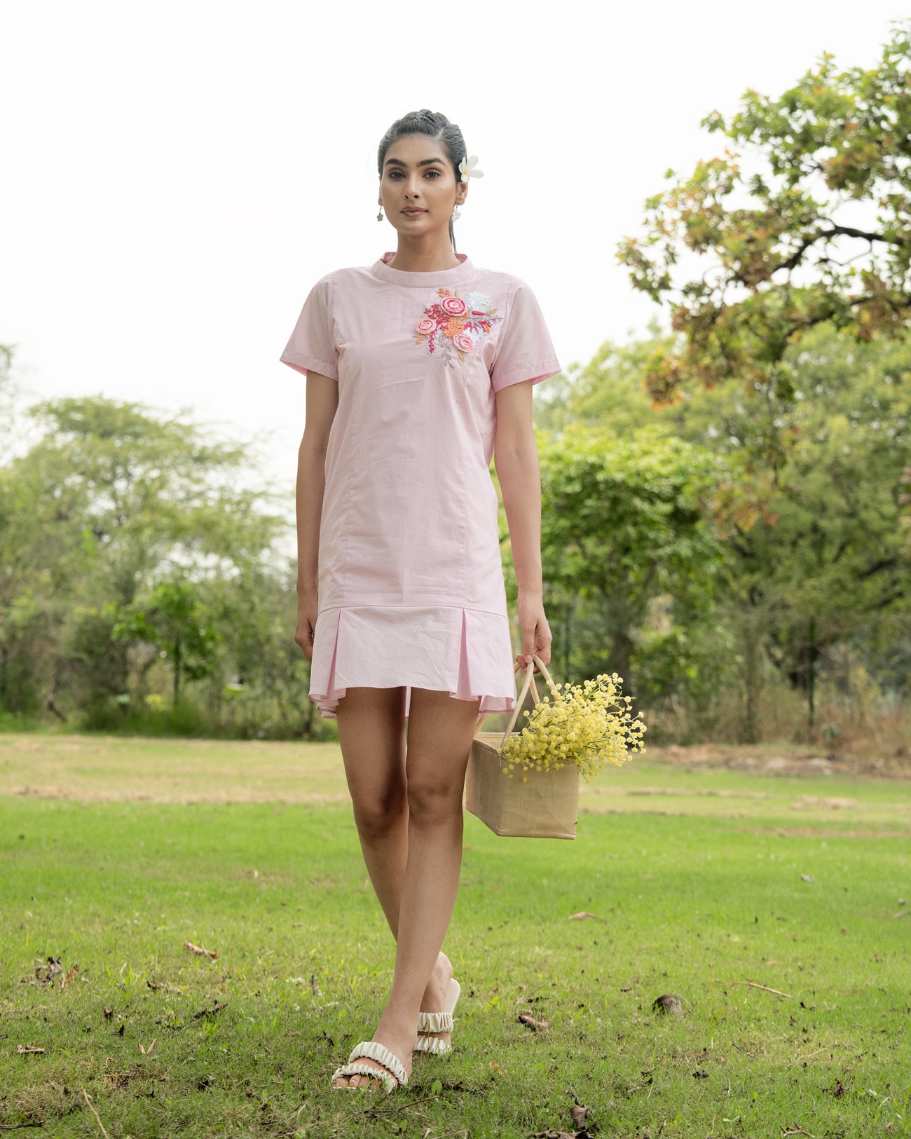 Joi Hand-Embroidered Short Dress