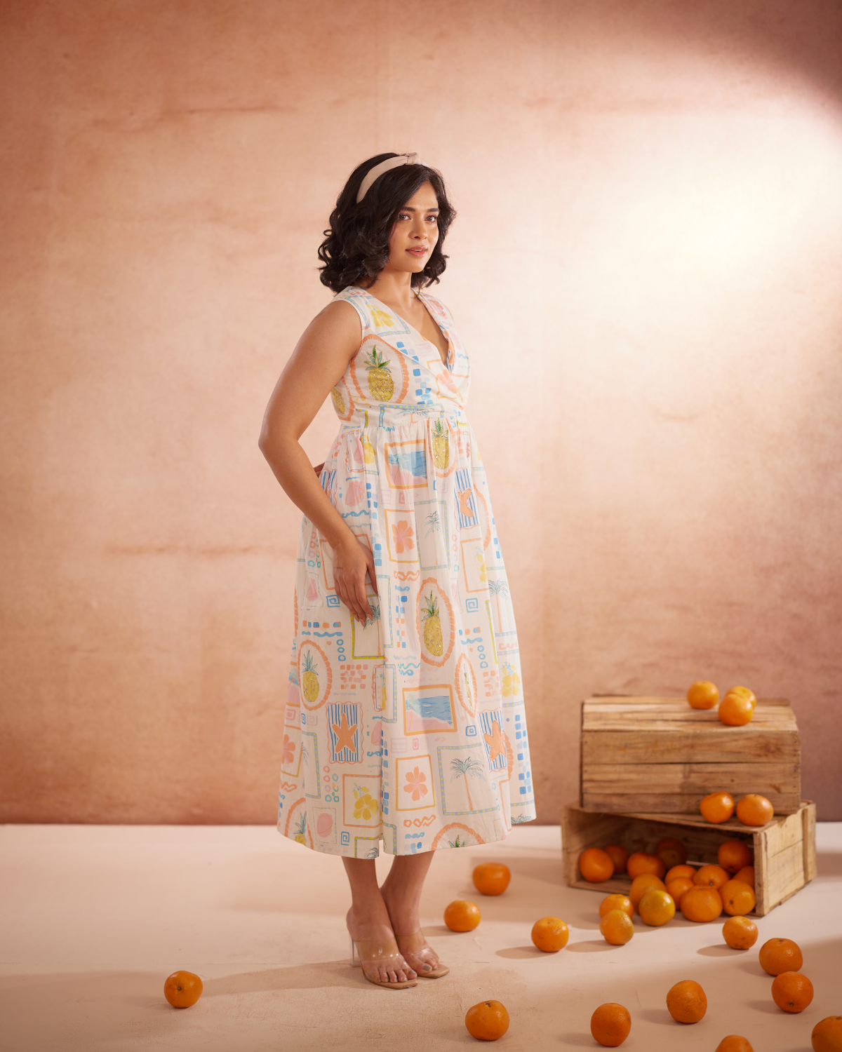 Miyaahh Hand-Embroidered Tropical Midi Dress