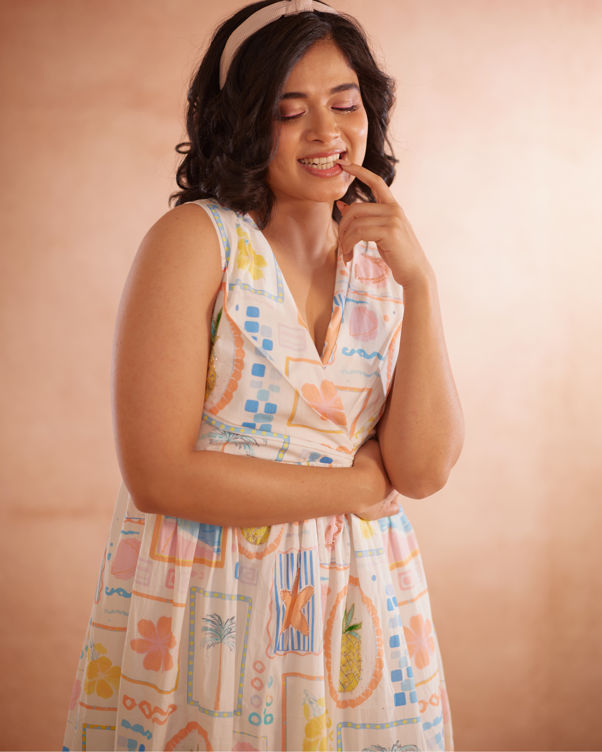 Miyaahh Hand-Embroidered Tropical Midi Dress