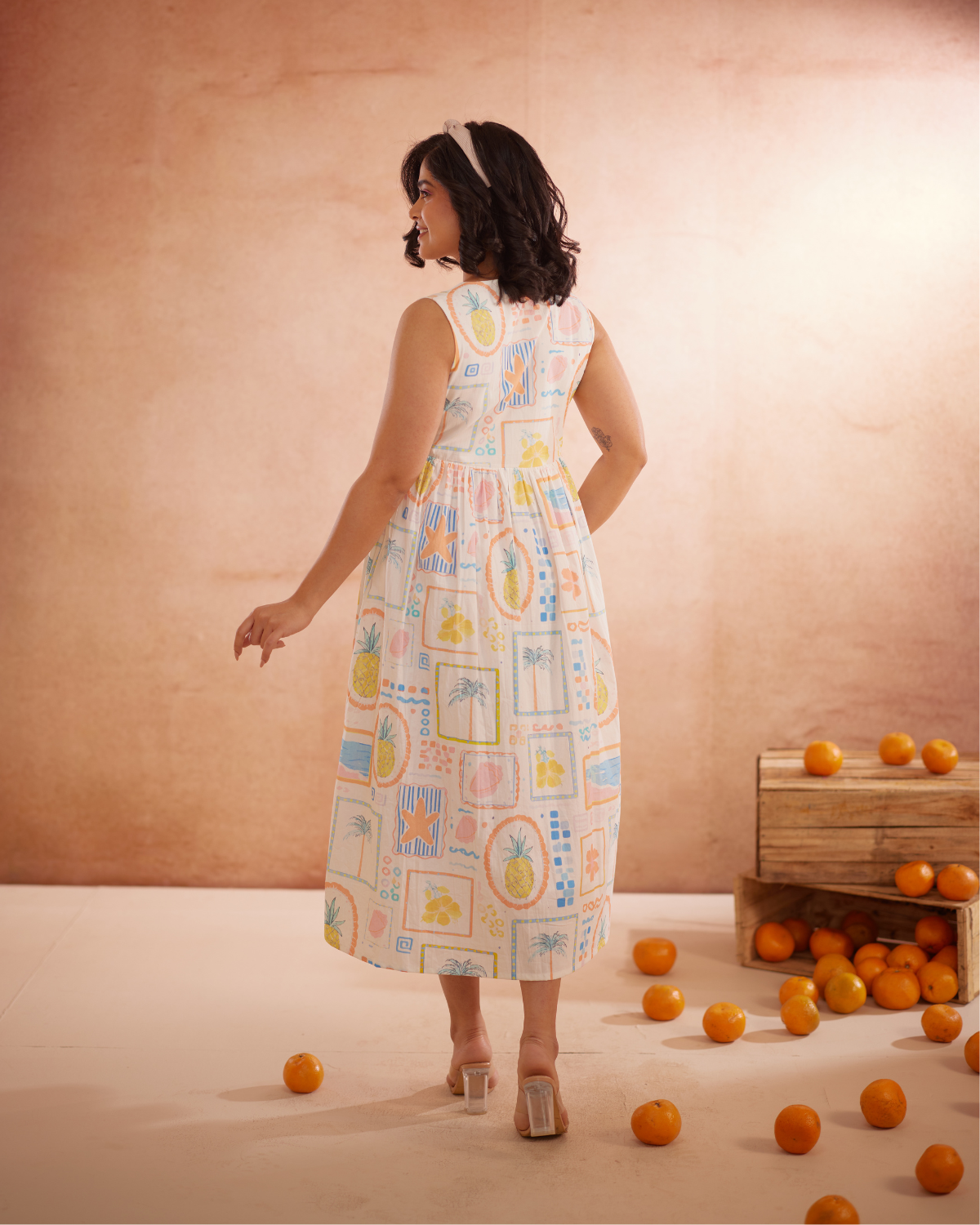 Miyaahh Hand-Embroidered Tropical Midi Dress