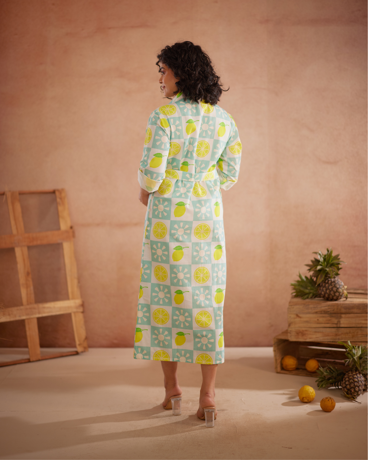 Lumii Hand-Embroidered Lemon Shirt Dress